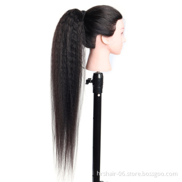 Kinky Straight Around Drawstring Ponytail 100% Virgin Human Hair Silky Straight, Remy Brazilian Human Hair Ponytails